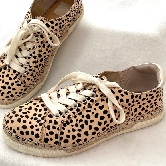 Leopard Print Dolce Vita Morris Espadrille Glitter Embossed Lace Up Sneaker Sz 8 - Picture 3 of 15